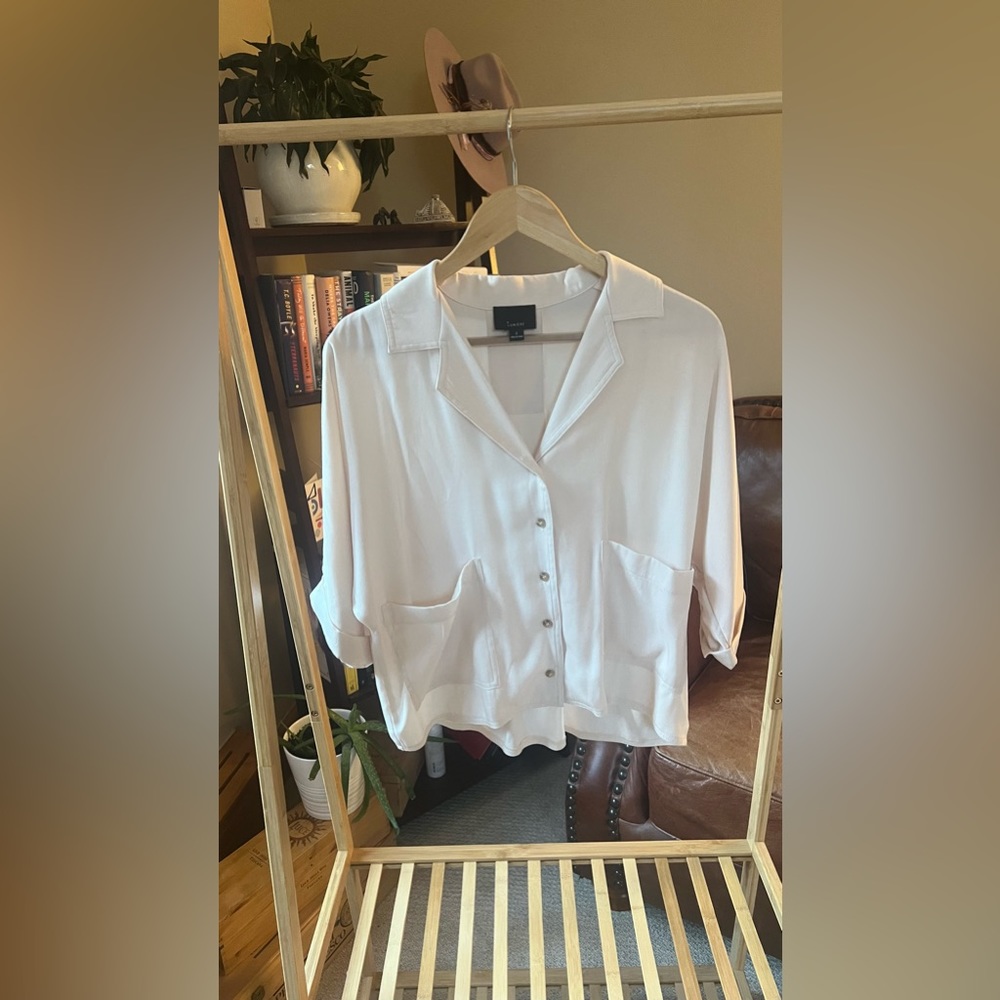 Lumiere button down cream blouse